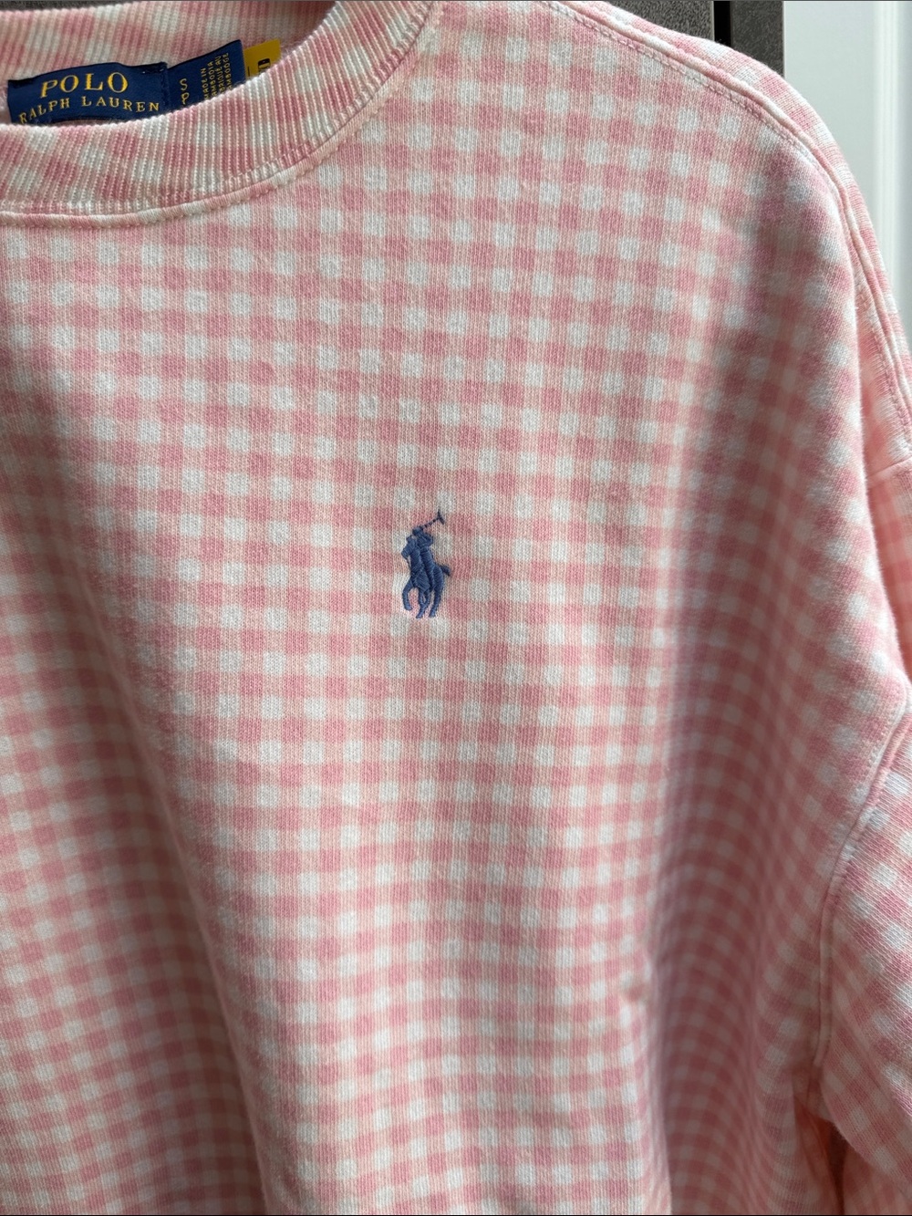 Ralph Lauren Polo Pink Gingham Crewneck Sweater - Picture 3 of 3